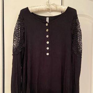 Long Sleeve Tee with Crochet